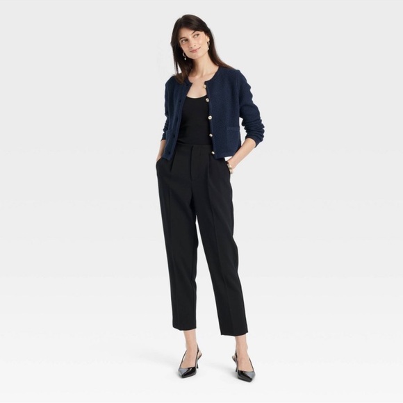 Women's Lady Cardigan - A New Day Black Striped L - Picture 2 of 4